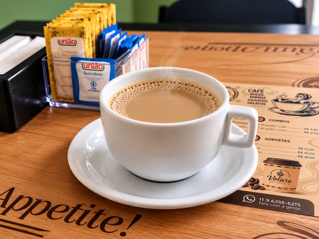 Café arábico com caseína na Volare Cafeteria